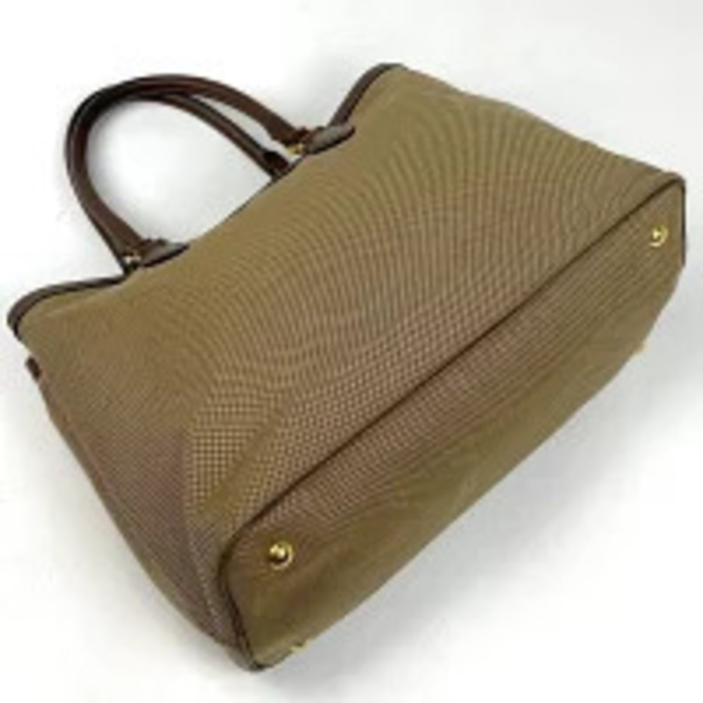 Prada handbag canvas rion bag brown jacquard tote